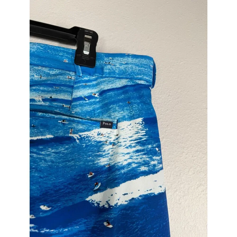 Polo Ralph Lauren Blue Board Shorts Sz 34 Golf Swim Trunks Sweat Wicking Long